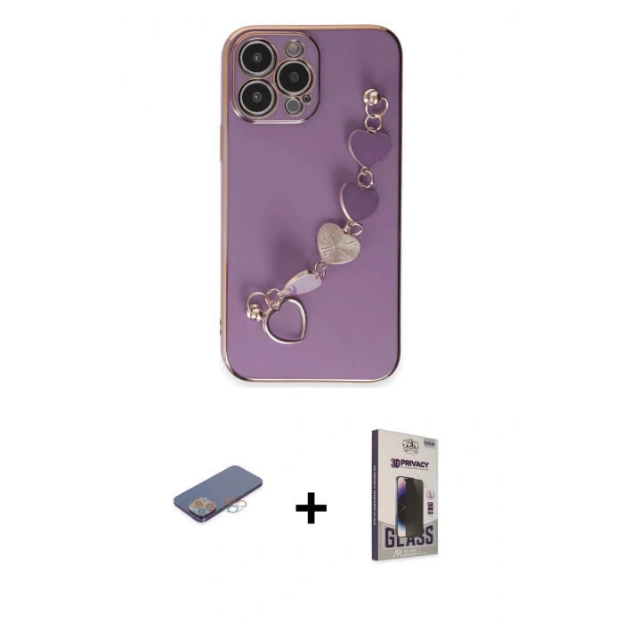 MARSİLYAN™- iPhone 13 Pro Max Kılıf Nova Işık Prime - Siyah Bilvis Hayalet Cam Ekran Koruyucu + Renkli Kamera Lens Koruma Cam - PE