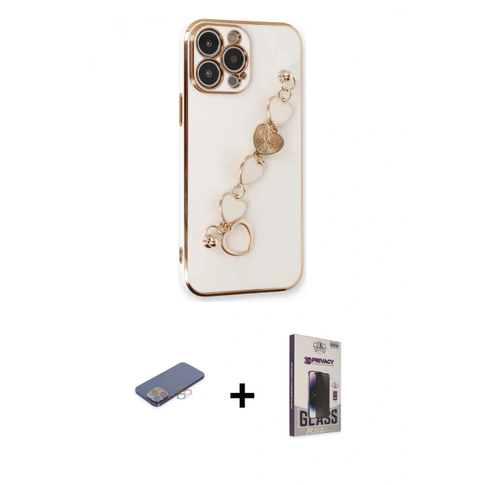 MARSİLYAN™- iPhone 13 Pro Max Kılıf Nova Işık Prime - Siyah Bilvis Hayalet Cam Ekran Koruyucu + Renkli Kamera Lens Koruma Cam - PE