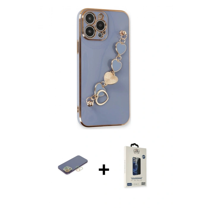 MARSİLYAN™- iPhone 13 Pro Max Kılıf Nova Işık Prime - Siyah Bilvis Hayalet Cam Ekran Koruyucu + Renkli Kamera Lens Koruma Cam - SI