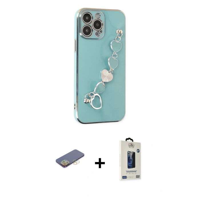 MARSİLYAN™- iPhone 13 Pro Max Kılıf Nova Işık Prime - Siyah Bilvis Hayalet Cam Ekran Koruyucu + Renkli Kamera Lens Koruma Cam - SI