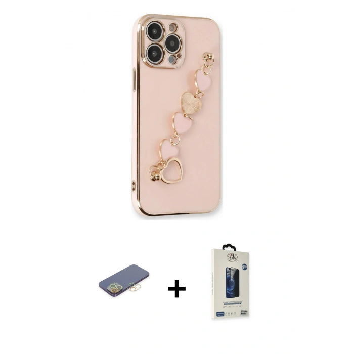 MARSİLYAN™- iPhone 13 Pro Max Kılıf Nova Işık Prime - Siyah Bilvis Hayalet Cam Ekran Koruyucu + Renkli Kamera Lens Koruma Cam - SI