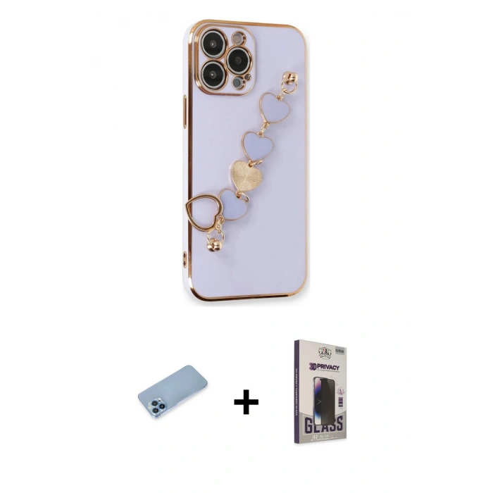 MARSİLYAN™- iPhone 13 Pro Max Kılıf Nova Işık Prime - Siyah Bilvis Hayalet Cam Ekran Koruyucu + Shine Kamera Lens Koruma Cam - MI