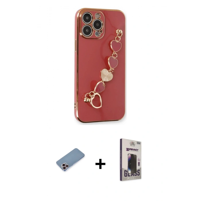 MARSİLYAN™- iPhone 13 Pro Max Kılıf Nova Işık Prime - Siyah Bilvis Hayalet Cam Ekran Koruyucu + Shine Kamera Lens Koruma Cam - PE