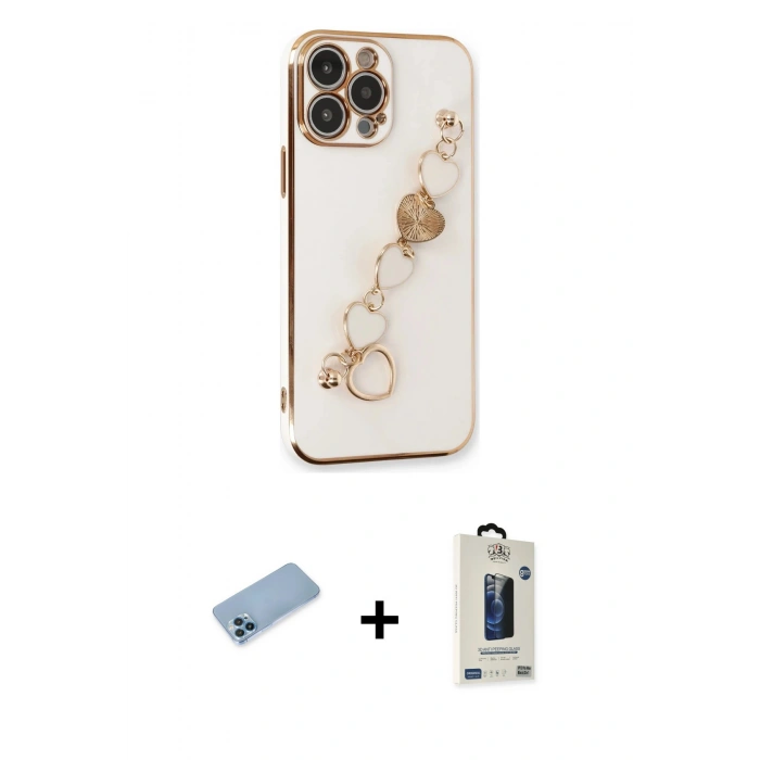 MARSİLYAN™- iPhone 13 Pro Max Kılıf Nova Işık Prime - Siyah Bilvis Hayalet Cam Ekran Koruyucu + Shine Kamera Lens Koruma Cam - MI