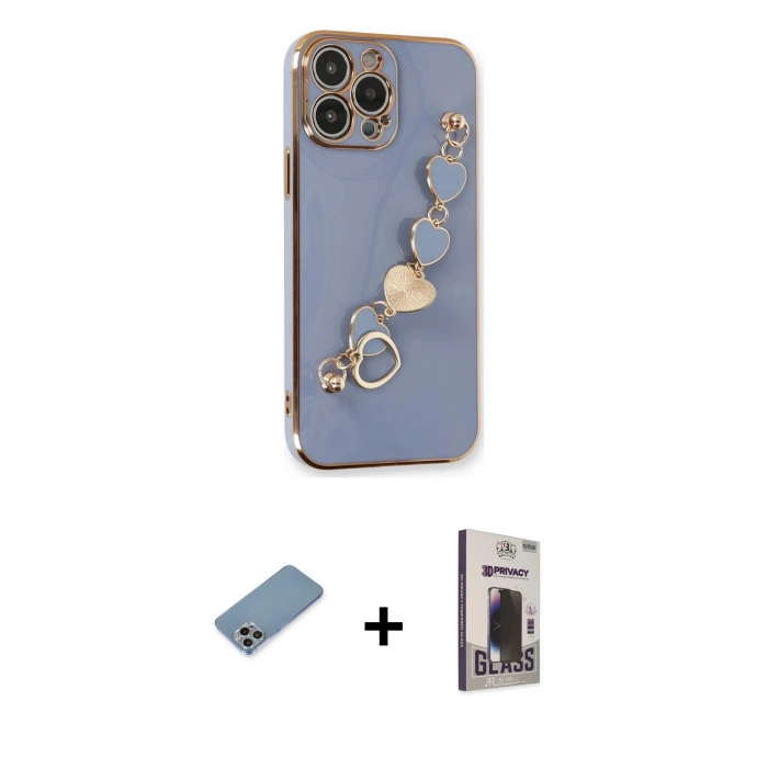 MARSİLYAN™- iPhone 13 Pro Max Kılıf Nova Işık Prime - Siyah Bilvis Hayalet Cam Ekran Koruyucu + Shine Kamera Lens Koruma Cam - GI