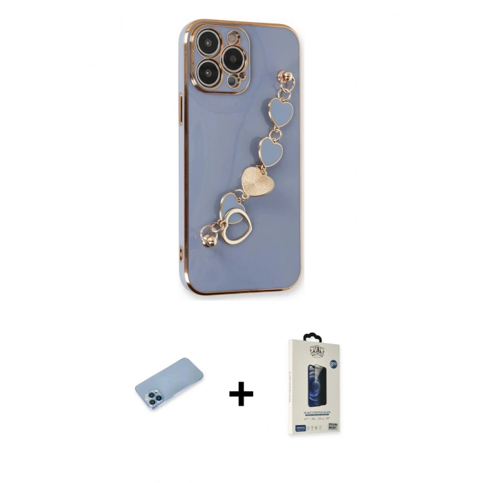 MARSİLYAN™- iPhone 13 Pro Max Kılıf Nova Işık Prime - Siyah Bilvis Hayalet Cam Ekran Koruyucu + Shine Kamera Lens Koruma Cam - MI