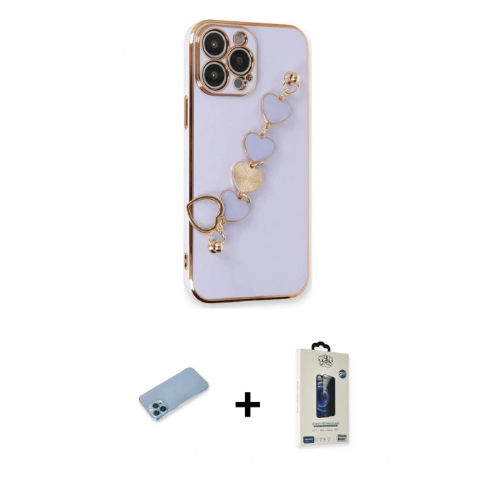 MARSİLYAN™- iPhone 13 Pro Max Kılıf Nova Işık Prime - Siyah Bilvis Hayalet Cam Ekran Koruyucu + Shine Kamera Lens Koruma Cam - MI