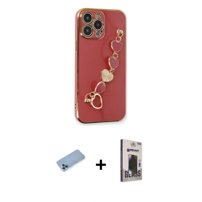 MARSİLYAN™- iPhone 13 Pro Max Kılıf Nova Işık Prime - Siyah Bilvis Hayalet Cam Ekran Koruyucu + Shine Kamera Lens Koruma Cam - MI