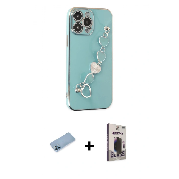 MARSİLYAN™- iPhone 13 Pro Max Kılıf Nova Işık Prime - Siyah Bilvis Hayalet Cam Ekran Koruyucu + Shine Kamera Lens Koruma Cam - MI