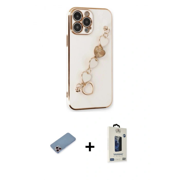 MARSİLYAN™- iPhone 13 Pro Max Kılıf Nova Işık Prime - Siyah Bilvis Hayalet Cam Ekran Koruyucu + Shine Kamera Lens Koruma Cam - PE