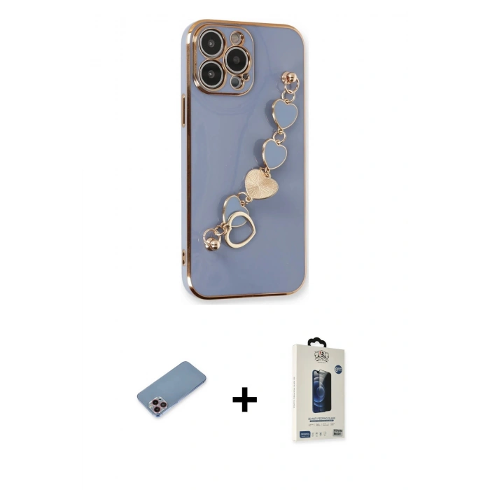 MARSİLYAN™- iPhone 13 Pro Max Kılıf Nova Işık Prime - Siyah Bilvis Hayalet Cam Ekran Koruyucu + Shine Kamera Lens Koruma Cam - PE
