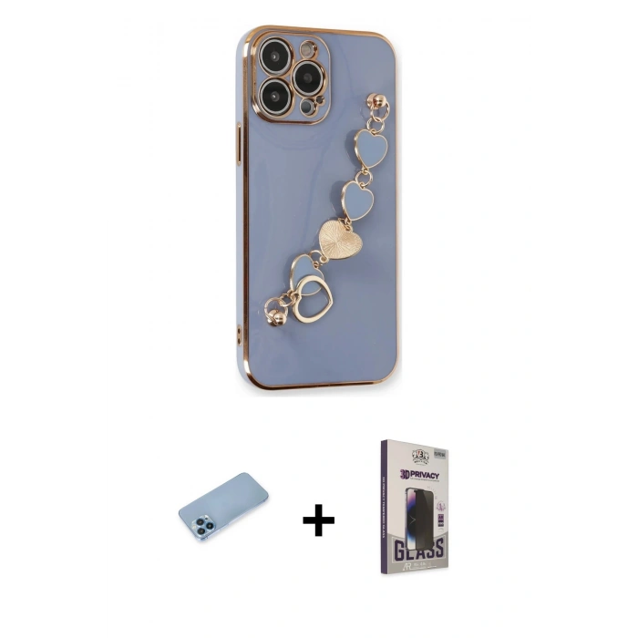 MARSİLYAN™- iPhone 13 Pro Max Kılıf Nova Işık Prime - Siyah Bilvis Hayalet Cam Ekran Koruyucu + Shine Kamera Lens Koruma Cam - MI