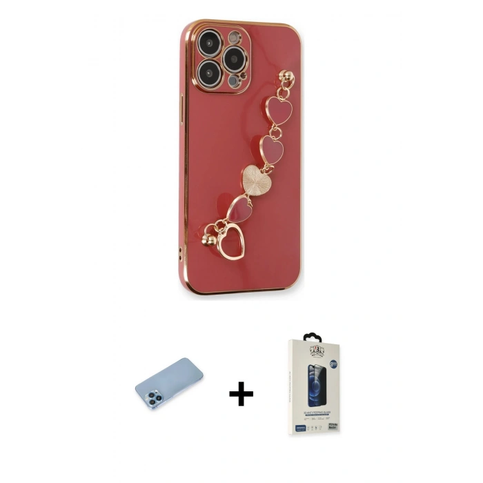MARSİLYAN™- iPhone 13 Pro Max Kılıf Nova Işık Prime - Siyah Bilvis Hayalet Cam Ekran Koruyucu + Shine Kamera Lens Koruma Cam - MI