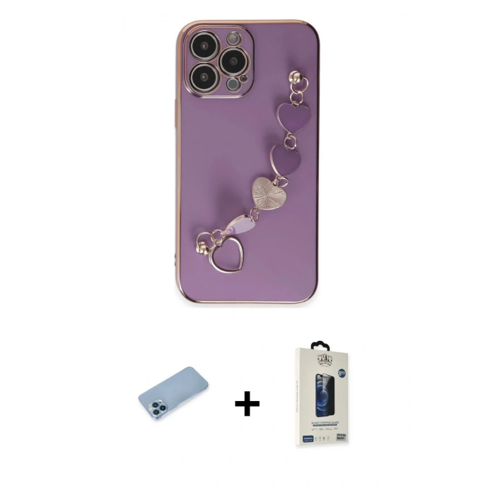 MARSİLYAN™- iPhone 13 Pro Max Kılıf Nova Işık Prime - Siyah Bilvis Hayalet Cam Ekran Koruyucu + Shine Kamera Lens Koruma Cam - MI