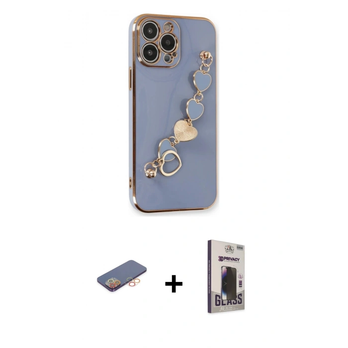 MARSİLYAN™- iPhone 13 Pro Max Kılıf Nova Işık Prime - Siyah Bilvis Hayalet Cam Ekran Koruyucu + Renkli Kamera Lens Koruma Cam - TU