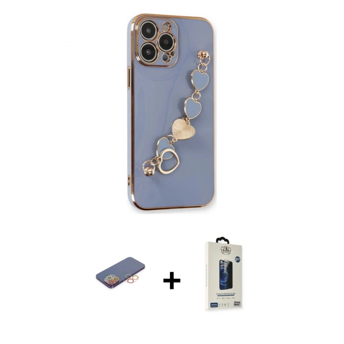 MARSİLYAN™- iPhone 13 Pro Max Kılıf Nova Işık Prime - Siyah Bilvis Hayalet Cam Ekran Koruyucu + Renkli Kamera Lens Koruma Cam - TU