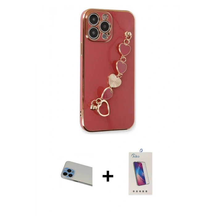 MARSİLYAN™- iPhone 13 Pro Max Kılıf Nova Işık Prime - Siyah Joko 5D Cam + Rainbow Kamera Lens Koruma Cam - MI