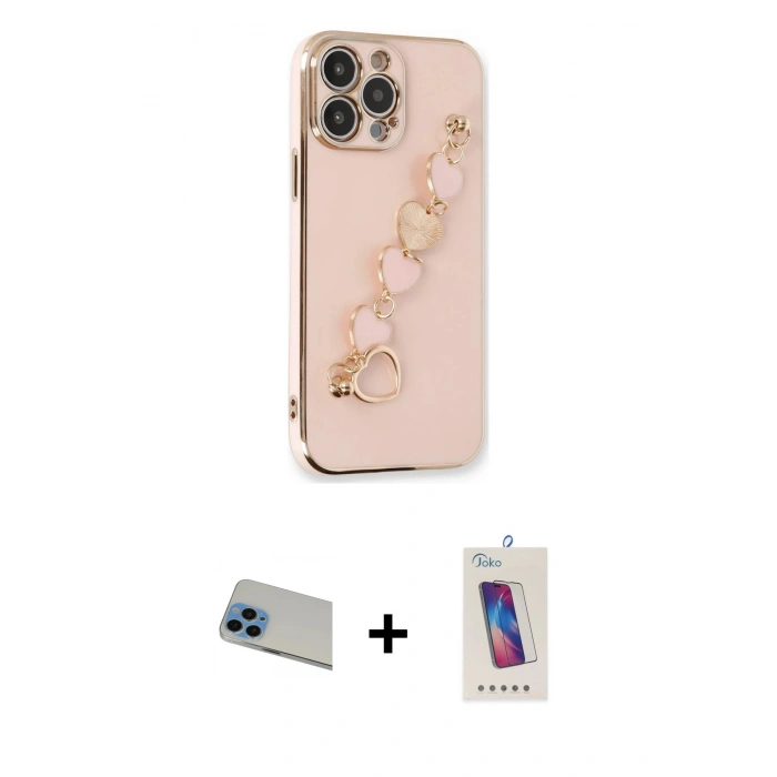 MARSİLYAN™- iPhone 13 Pro Max Kılıf Nova Işık Prime - Siyah Joko 5D Cam + Rainbow Kamera Lens Koruma Cam - MI