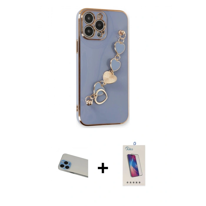 MARSİLYAN™- iPhone 13 Pro Max Kılıf Nova Işık Prime - Siyah Joko 5D Cam + Rainbow Kamera Lens Koruma Cam - MI