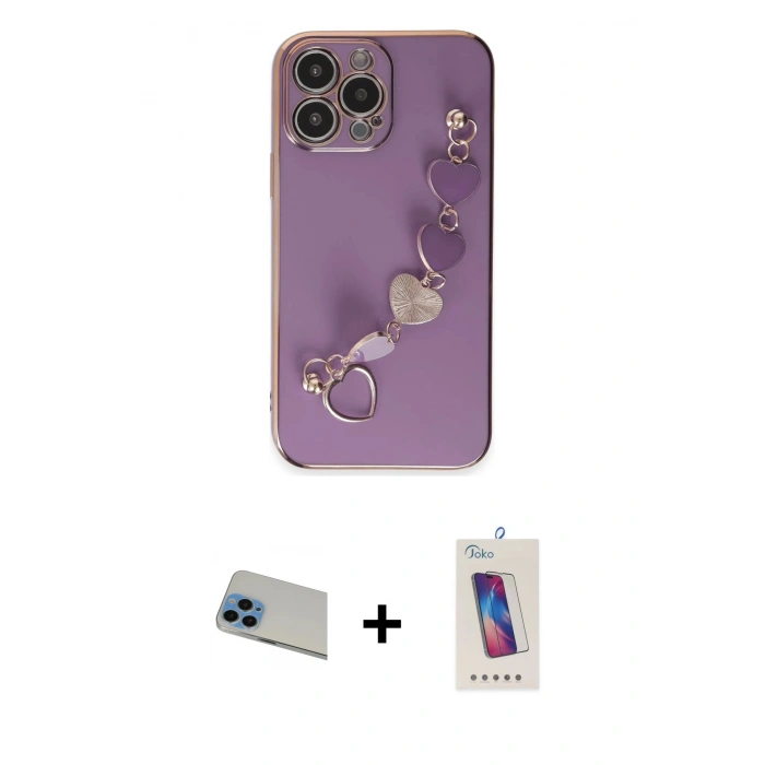 MARSİLYAN™- iPhone 13 Pro Max Kılıf Nova Işık Prime - Siyah Joko 5D Cam + Rainbow Kamera Lens Koruma Cam - MI