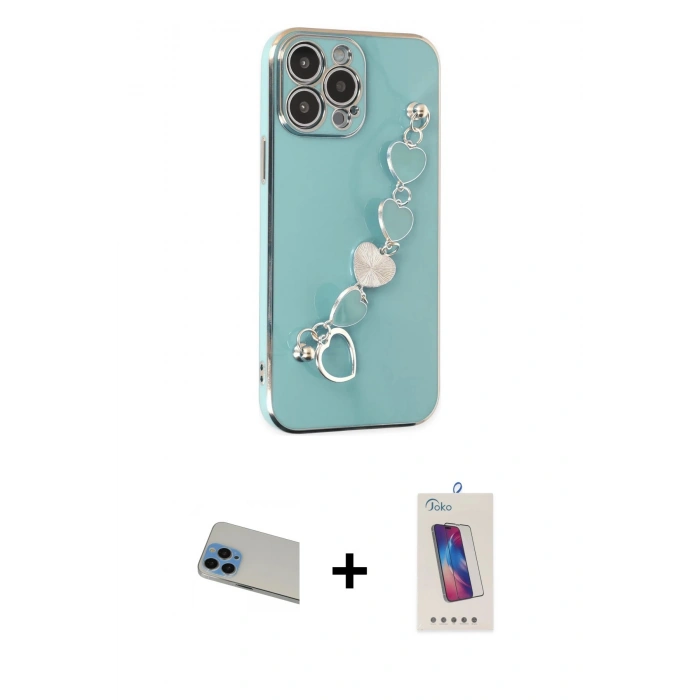 MARSİLYAN™- iPhone 13 Pro Max Kılıf Nova Işık Prime - Siyah Joko 5D Cam + Rainbow Kamera Lens Koruma Cam - MI