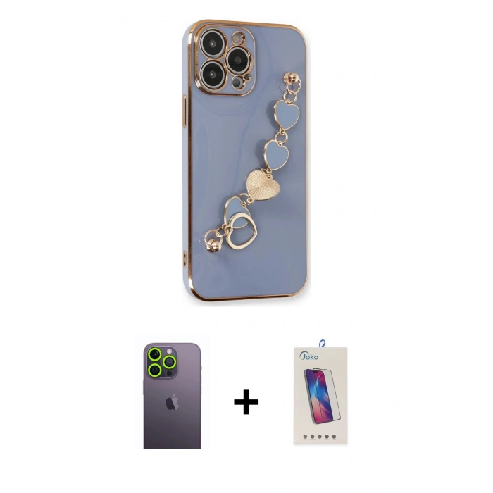 MARSİLYAN™- iPhone 13 Pro Max Kılıf Nova Işık Prime - Siyah Joko 5D Cam + Neon Fosforlu Kamera Lens - YL