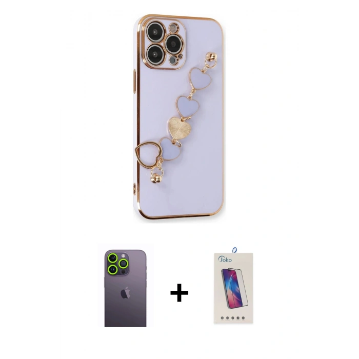 MARSİLYAN™- iPhone 13 Pro Max Kılıf Nova Işık Prime - Siyah Joko 5D Cam + Neon Fosforlu Kamera Lens - YL