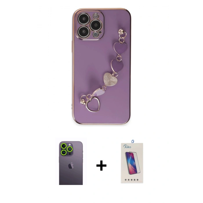 MARSİLYAN™- iPhone 13 Pro Max Kılıf Nova Işık Prime - Siyah Joko 5D Cam + Neon Fosforlu Kamera Lens - YL