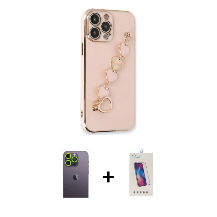 MARSİLYAN™- iPhone 13 Pro Max Kılıf Nova Işık Prime - Siyah Joko 5D Cam + Neon Fosforlu Kamera Lens - YL