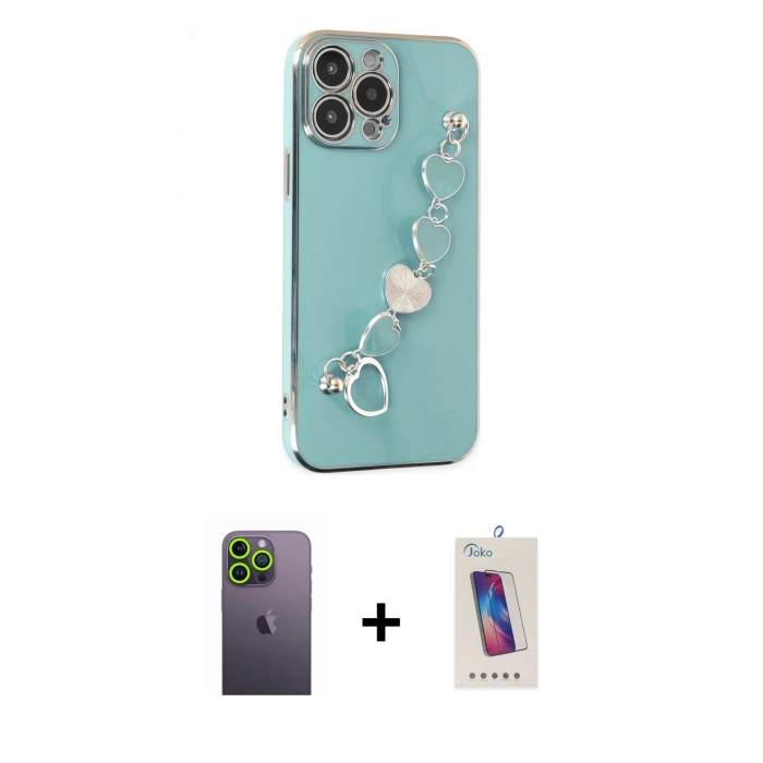 MARSİLYAN™- iPhone 13 Pro Max Kılıf Nova Işık Prime - Siyah Joko 5D Cam + Neon Fosforlu Kamera Lens - YL