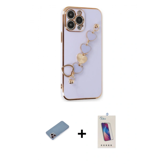 MARSİLYAN™- iPhone 13 Pro Max Kılıf Nova Işık Prime - Siyah Joko 5D Cam + Shine Kamera Lens Koruma Cam - PE