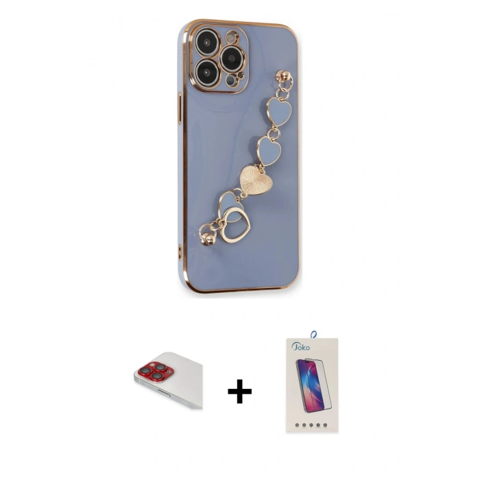 MARSİLYAN™- iPhone 13 Pro Max Kılıf Nova Işık Prime - Siyah Joko 5D Cam + Pers Alüminyum Kamera Lens - KI