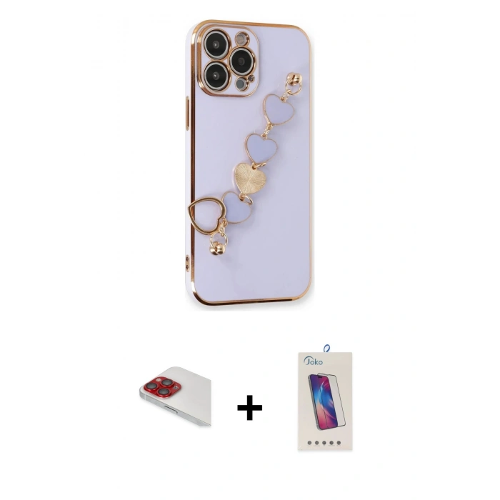 MARSİLYAN™- iPhone 13 Pro Max Kılıf Nova Işık Prime - Siyah Joko 5D Cam + Pers Alüminyum Kamera Lens - KI