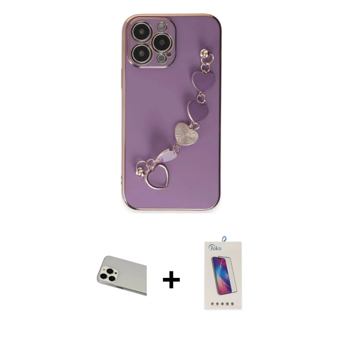 MARSİLYAN™- iPhone 13 Pro Max Kılıf Nova Işık Prime - Siyah Joko 5D Cam + Rainbow Kamera Lens Koruma Cam - BZ
