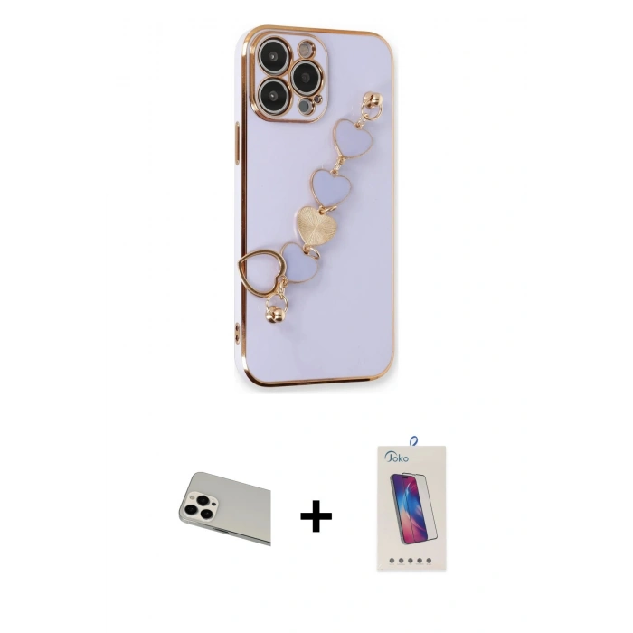 MARSİLYAN™- iPhone 13 Pro Max Kılıf Nova Işık Prime - Siyah Joko 5D Cam + Rainbow Kamera Lens Koruma Cam - BZ