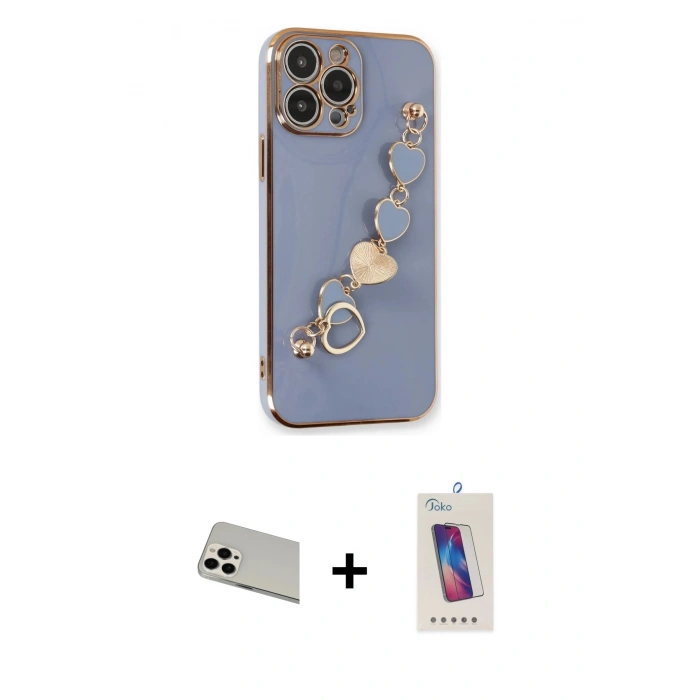MARSİLYAN™- iPhone 13 Pro Max Kılıf Nova Işık Prime - Siyah Joko 5D Cam + Rainbow Kamera Lens Koruma Cam - BZ