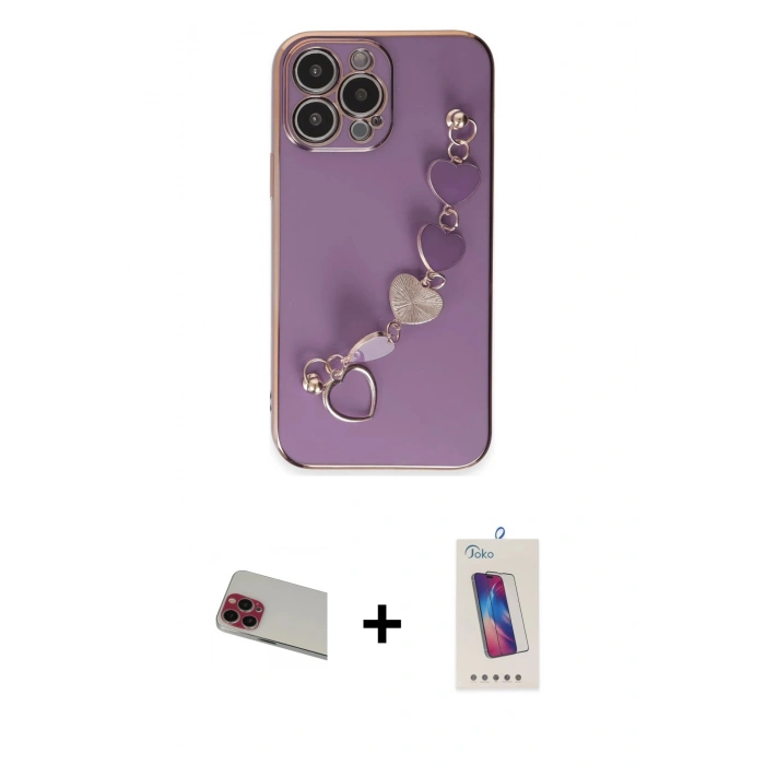 MARSİLYAN™- iPhone 13 Pro Max Kılıf Nova Işık Prime - Siyah Joko 5D Cam + Rainbow Kamera Lens Koruma Cam - KI