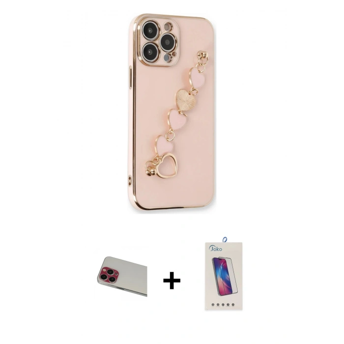 MARSİLYAN™- iPhone 13 Pro Max Kılıf Nova Işık Prime - Siyah Joko 5D Cam + Rainbow Kamera Lens Koruma Cam - KI