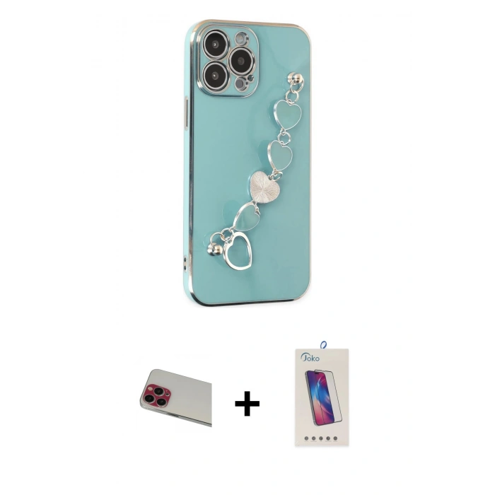 MARSİLYAN™- iPhone 13 Pro Max Kılıf Nova Işık Prime - Siyah Joko 5D Cam + Rainbow Kamera Lens Koruma Cam - KI