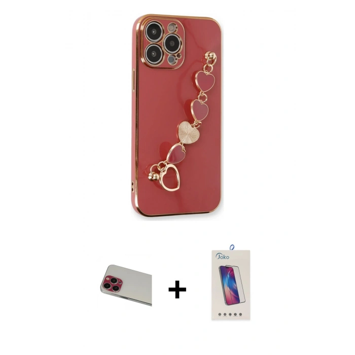 MARSİLYAN™- iPhone 13 Pro Max Kılıf Nova Işık Prime - Siyah Joko 5D Cam + Rainbow Kamera Lens Koruma Cam - KI
