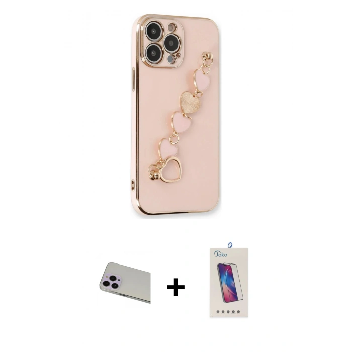 MARSİLYAN™- iPhone 13 Pro Max Kılıf Nova Işık Prime - Siyah Joko 5D Cam + Rainbow Kamera Lens Koruma Cam - MR