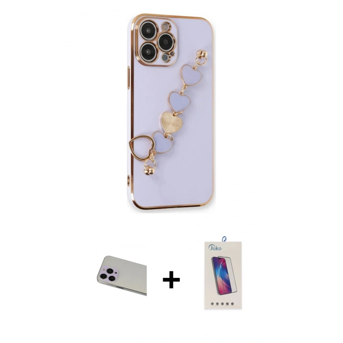 MARSİLYAN™- iPhone 13 Pro Max Kılıf Nova Işık Prime - Siyah Joko 5D Cam + Rainbow Kamera Lens Koruma Cam - MR