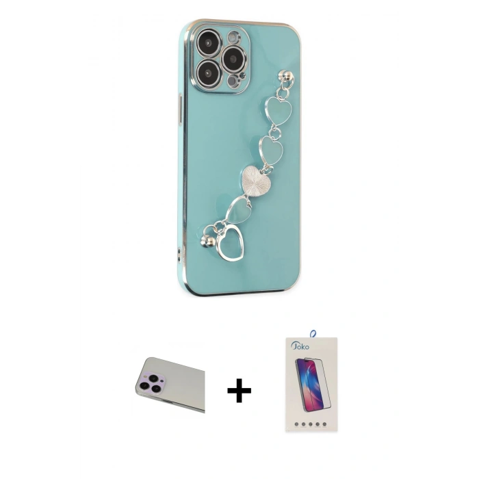 MARSİLYAN™- iPhone 13 Pro Max Kılıf Nova Işık Prime - Siyah Joko 5D Cam + Rainbow Kamera Lens Koruma Cam - MR