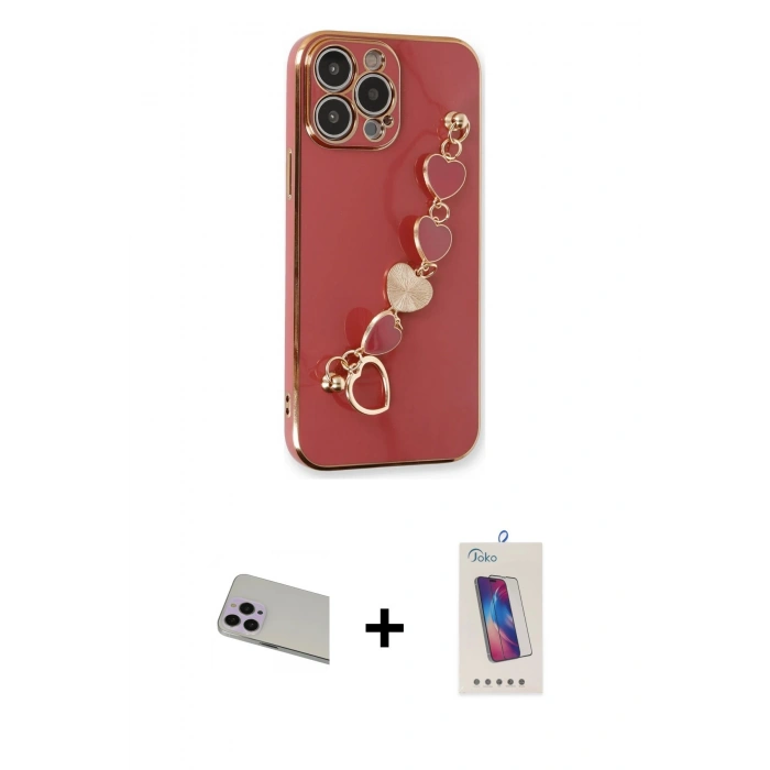 MARSİLYAN™- iPhone 13 Pro Max Kılıf Nova Işık Prime - Siyah Joko 5D Cam + Rainbow Kamera Lens Koruma Cam - MR