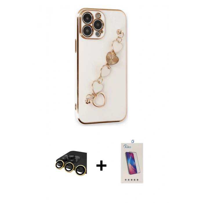 MARSİLYAN™- iPhone 13 Pro Max Kılıf Nova Işık Prime - Siyah Joko 5D Cam + Raze Metal Kamera Lens - GD
