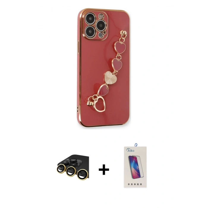 MARSİLYAN™- iPhone 13 Pro Max Kılıf Nova Işık Prime - Siyah Joko 5D Cam + Raze Metal Kamera Lens - GD