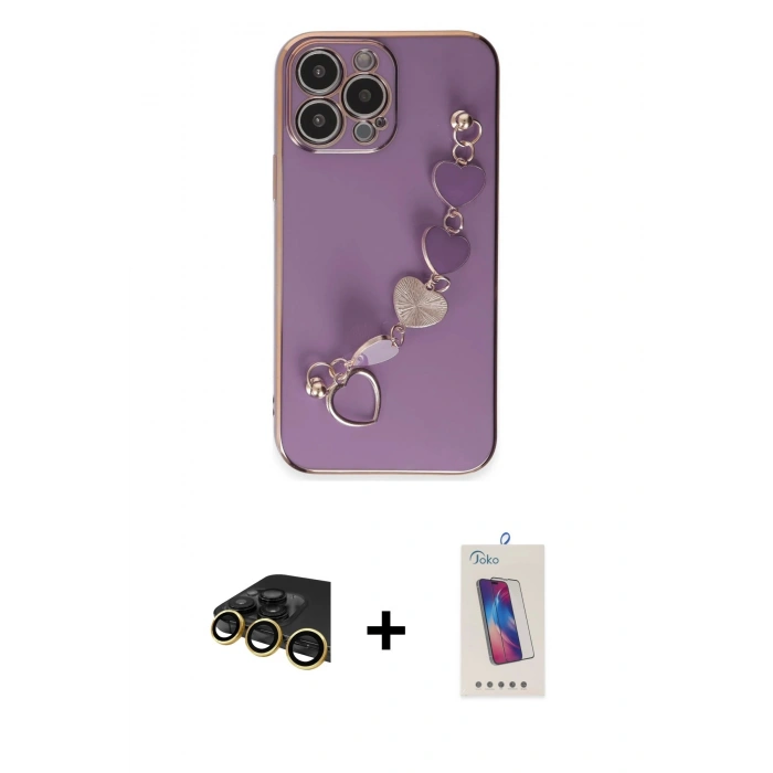 MARSİLYAN™- iPhone 13 Pro Max Kılıf Nova Işık Prime - Siyah Joko 5D Cam + Raze Metal Kamera Lens - GD