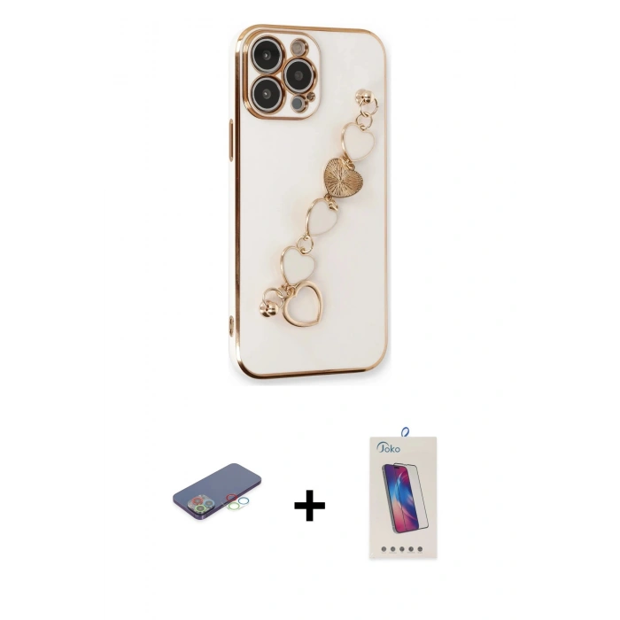 MARSİLYAN™- iPhone 13 Pro Max Kılıf Nova Işık Prime - Siyah Joko 5D Cam + Renkli Kamera Lens Koruma Cam - MI