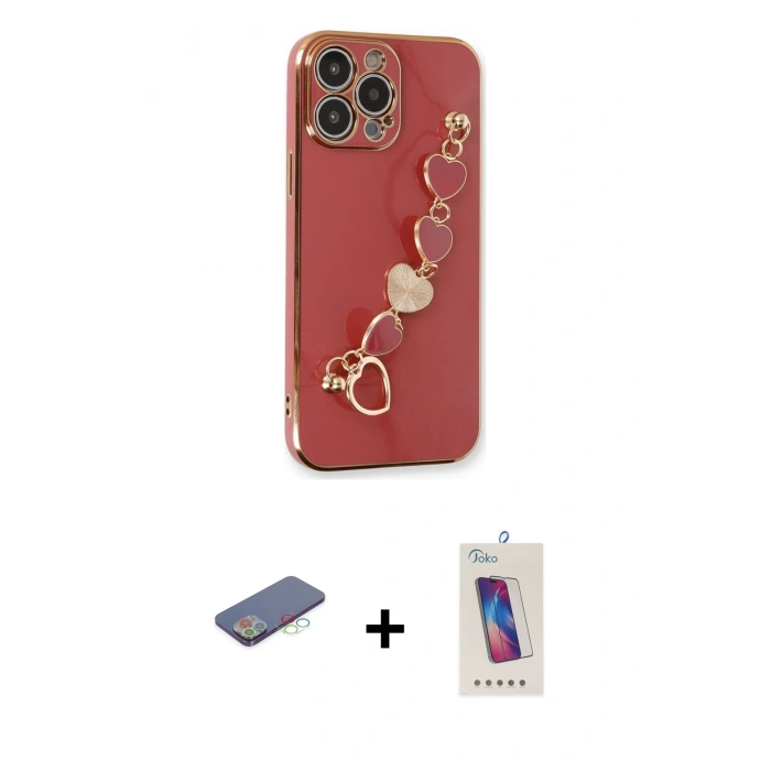 MARSİLYAN™- iPhone 13 Pro Max Kılıf Nova Işık Prime - Siyah Joko 5D Cam + Renkli Kamera Lens Koruma Cam - MI