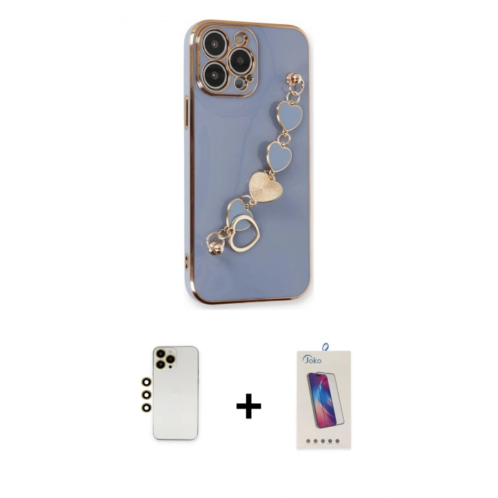 MARSİLYAN™- iPhone 13 Pro Max Kılıf Nova Işık Prime - Siyah Joko 5D Cam + Shine Kamera Lens - GD